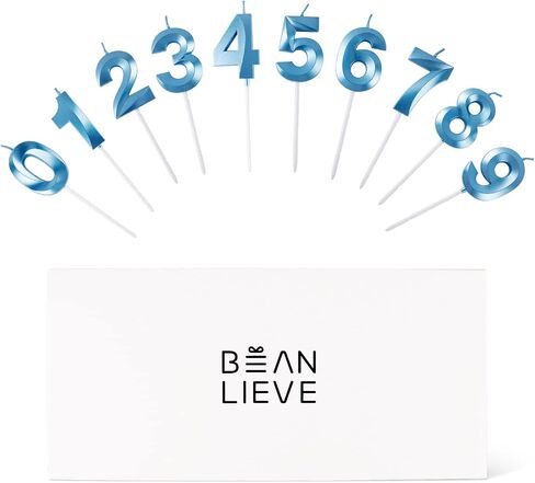 BEAN LIEVE Blue Birthday Candles - Number Cake Candles, Happy Birthday Numeric Candles Number 0 1 2 3 4 5 6 7 8 9 Used for Cake Decoration on Birthday Parties and Wedding Anniversary Celebration in Saudi Arabia