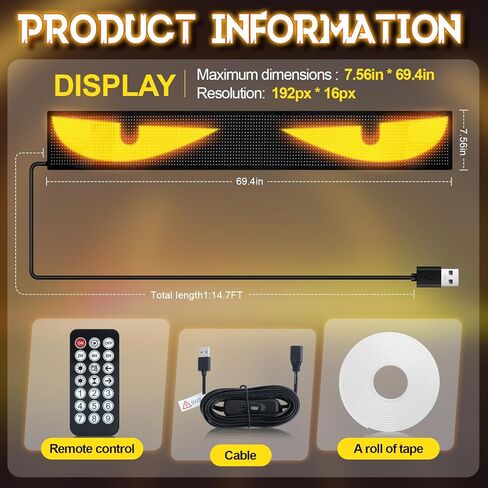 Sachie Ojos LED Para Carro: 52.4 "Devil's Eye Strip لشاحنات شبه ، عن بعد + App Dual Control ، أضواء الزجاج الأمامي القابلة للتخصيص in Kuwait