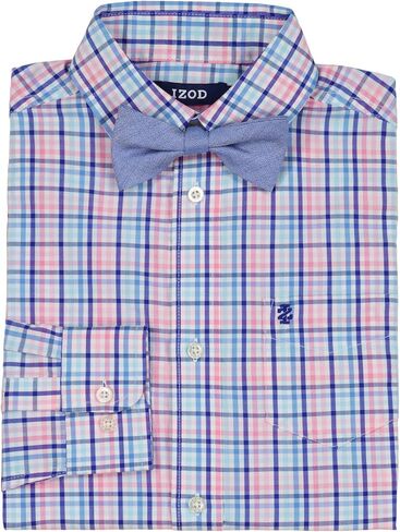 IZOD Boys' Long Sleeve Button-Down Collared Dress Shirt with Tie and Chest Pocket in Saudi Arabia