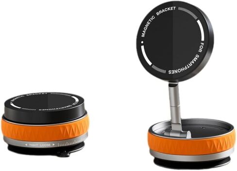 Universal Magnetic Phone Holder - Vacuum Suction & 360° Adjustable Zinc Alloy Stand, Collapsible Car/Desk Mount with Portable Design (128g Lightweight) (Black) in Saudi Arabia
