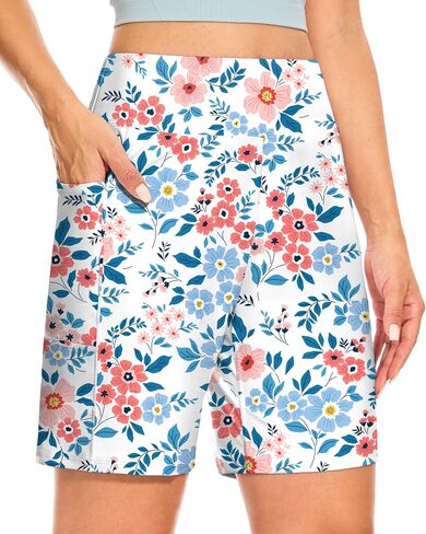 Blouty Women's 7" Bermuda Shorts with Pockets High Waisted Stretch Athletic Long Shorts for Women Workout Casual in Saudi Arabia