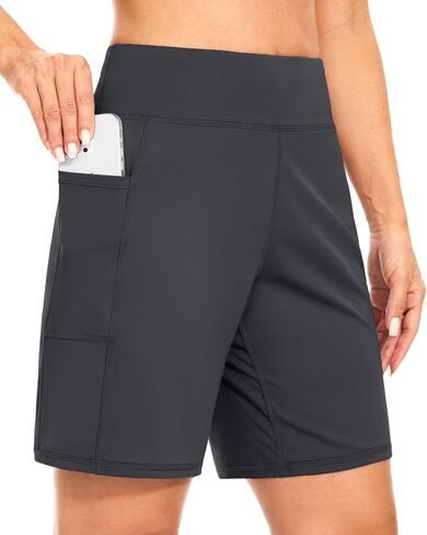 Blouty Women's 7" Bermuda Shorts with Pockets High Waisted Stretch Athletic Long Shorts for Women Workout Casual in Saudi Arabia