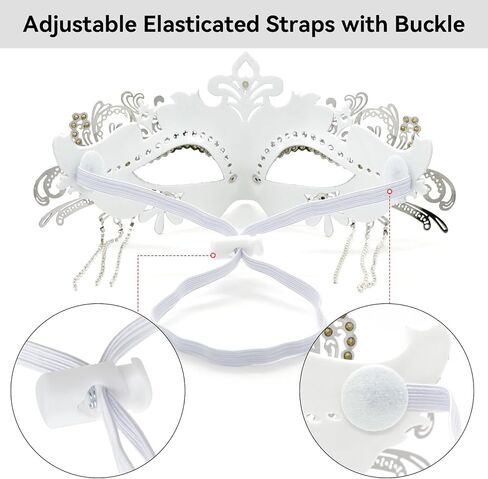 Coddsmz Women Masquerade Mask مع سلاسل Rhinestone Mask Mardi Gras Decoration لأقنعة أزياء الحفلات كرنفال in Kuwait