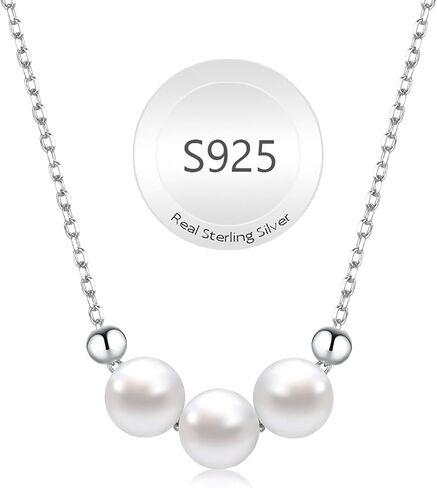 Pearl Necklace for Women 925 Sterling Silver Single Pearl Jewelry with Shell Pearl Pendant - Dainty Choker Necklace Suitable for Anniversary, Wedding, Birthday Gifts in Saudi Arabia