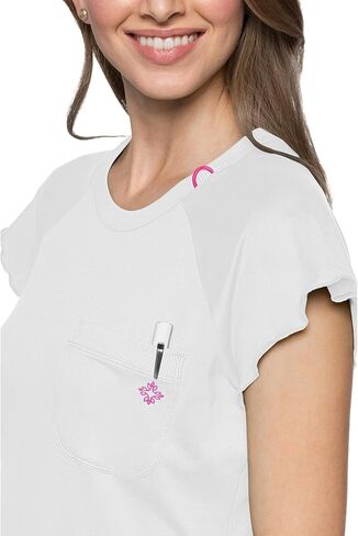 Med Couture Underscrub Raglan Sleeve Women Medical Top with Rib-Knit Round Neckline & Chest Pocket - MC706 in Kuwait