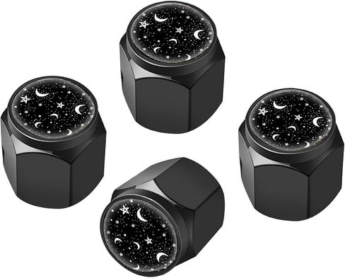 Tire Valve Stem Caps Cover,4 Pcs Metal Black Air Valve Cap, Aluminum Car Wheel Stem Caps,Universal Stem Covers for Cars,Trucks,Bikes,Motorcycles,Corrosion Resistant (Black Leopard Texture) in Kuwait