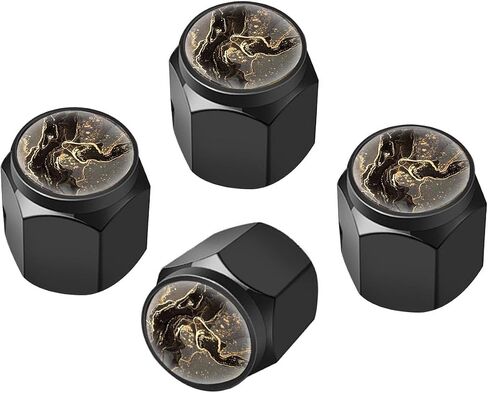 Tire Valve Stem Caps Cover,4 Pcs Metal Black Air Valve Cap, Aluminum Car Wheel Stem Caps,Universal Stem Covers for Cars,Trucks,Bikes,Motorcycles,Corrosion Resistant (Black Leopard Texture) in Kuwait
