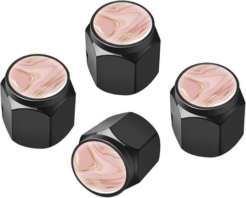 Tire Valve Stem Caps Cover,4 Pcs Metal Black Air Valve Cap, Aluminum Car Wheel Stem Caps,Universal Stem Covers for Cars,Trucks,Bikes,Motorcycles,Corrosion Resistant (Black Leopard Texture) in Kuwait