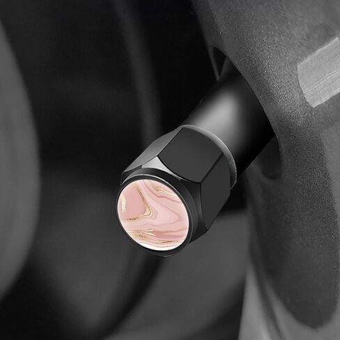 Tire Valve Stem Caps Cover,4 Pcs Metal Black Air Valve Cap, Aluminum Car Wheel Stem Caps,Universal Stem Covers for Cars,Trucks,Bikes,Motorcycles,Corrosion Resistant (Black Leopard Texture) in Kuwait