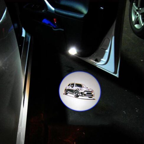 akarin 2Pcs Door Lights Logo for Mi ni r55 r56 r57 r58 r59 r60 r51 f54 f56 f55 f57 f60 f65 u25 Puddle Lights Car Door Logo Lights Projector Courtesy LED Ghost Shadow Lamps Accessories (r55) in Kuwait