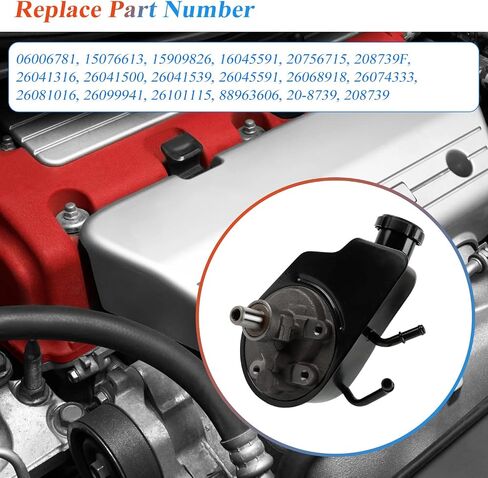 مضخة توجيه الطاقة Daysyore 20-8704 تناسب 2003-2005 Silverado 1500 V6 4.3L/V8 4.8L, 2002-2006 Sierra 1500 V6 4.3L/V8 4.8L مضخة مساعدة الطاقة، استبدل OE 20756710، 26041315، 15077397 in Saudi Arabia