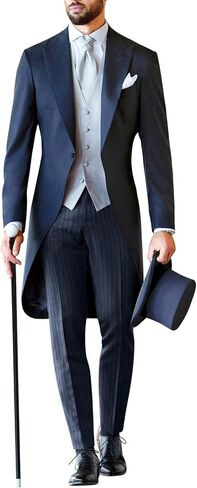 Three Pieces Tailored Bridegroom Black Morning Suit Wedding Tuxedo for Men Groomwear Slim Blazer Vest Pants Sets in Saudi Arabia