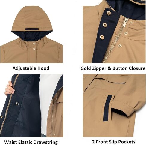 Alpine Swiss Tanya Womens Hooded Rain Jacket Long Raincoat Trench Coat Windbreaker in Saudi Arabia