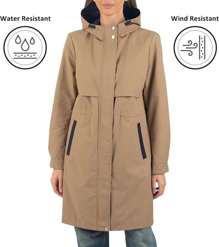 Alpine Swiss Tanya Womens Hooded Rain Jacket Long Raincoat Trench Coat Windbreaker in Saudi Arabia
