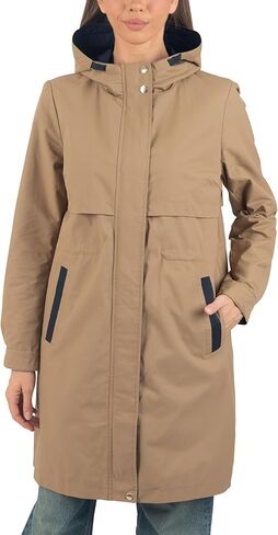 Alpine Swiss Tanya Womens Hooded Rain Jacket Long Raincoat Trench Coat Windbreaker in Saudi Arabia
