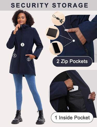 ROYAL MATRIX Women's Waterproof Fleece Lined Softshell Jacket Hooded Breathable Windbreaker Rain Jacket in Saudi Arabia