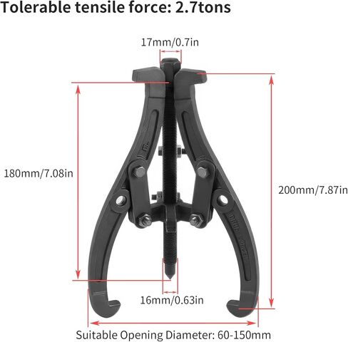 3 Jaw Phosphate 8.46in/215mm Universal Bearing Gear Puller,Heavy Duty Extractor Tool for Flywheel,High Carbon Steel Puller Kit,Adjuestable Removal Kit Type in Kuwait
