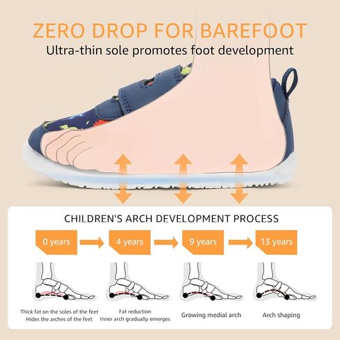 Toddler Wide Toe Box Barefoot Shoes Boys Girls Zero Drop,Baby First Walking Shoes Glitter Little Kids Sneakers Non-Slip Preschool Running Tennis Canvas Casual Preschool Outdoor Activities in Saudi Arabia