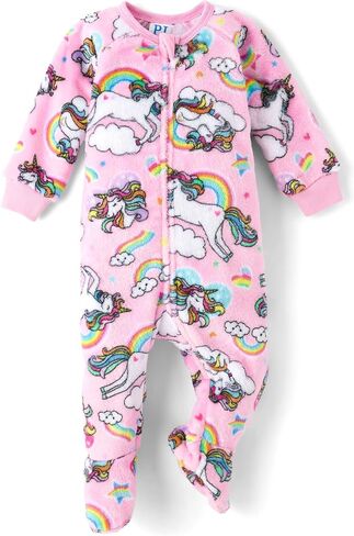 The Children's Place Baby Girls' and Toddler Fleece Zip-Front One Piece Footed Pajama in Kuwait