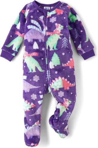 The Children's Place Baby Girls' and Toddler Fleece Zip-Front One Piece Footed Pajama in Kuwait