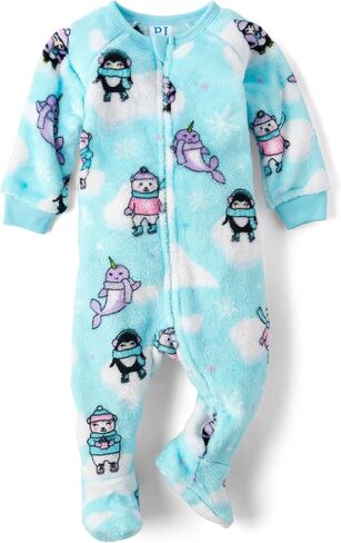 The Children's Place Baby Girls' and Toddler Fleece Zip-Front One Piece Footed Pajama in Kuwait