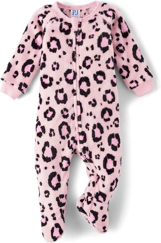 The Children's Place Baby Girls' and Toddler Fleece Zip-Front One Piece Footed Pajama in Kuwait