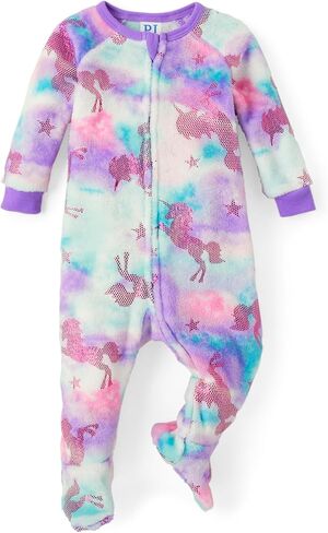 The Children's Place Baby Girls' and Toddler Fleece Zip-Front One Piece Footed Pajama in Kuwait