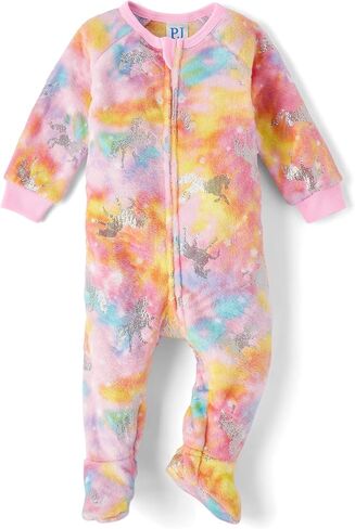 The Children's Place Baby Girls' and Toddler Fleece Zip-Front One Piece Footed Pajama in Kuwait
