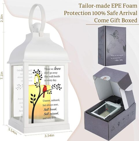 Memorial Lantern with Card - Sympathy Gift for Loss of Mom/Dad/Loved One, Bereavement Keepsake with Flickering Flame, Memory Lamp for Funeral Remembrance or Celebration (Black) in Kuwait