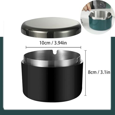 Outdoor Cigarette Ashtray with Lid, hanlongyu Modern Decorative Box Smokeless Ashtray, Plastic Casing Ash Holder with Stainless Steel Inner Liner, Smell Proof Ashtrays for Patio Home Tabletop in Kuwait