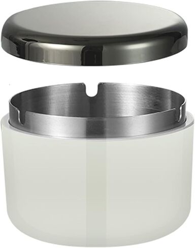 Outdoor Cigarette Ashtray with Lid, hanlongyu Modern Decorative Box Smokeless Ashtray, Plastic Casing Ash Holder with Stainless Steel Inner Liner, Smell Proof Ashtrays for Patio Home Tabletop in Kuwait