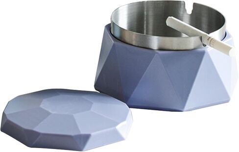 Outdoor Cigarette Ashtray with Lid, hanlongyu Modern Decorative Box Smokeless Ashtray, Plastic Casing Ash Holder with Stainless Steel Inner Liner, Smell Proof Ashtrays for Patio Home Tabletop in Kuwait