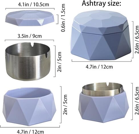 Outdoor Cigarette Ashtray with Lid, hanlongyu Modern Decorative Box Smokeless Ashtray, Plastic Casing Ash Holder with Stainless Steel Inner Liner, Smell Proof Ashtrays for Patio Home Tabletop in Kuwait