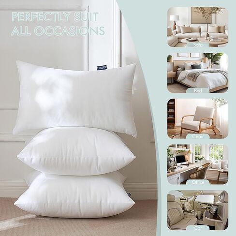 MIULEE Pillow Insert 12x20 Inch, Decorative Rectangle Throw Pillow Insert, Premium Fluffy Pillow Forms Stuffer for Sofa Couch Living Room in Kuwait
