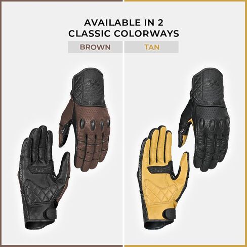 ViaTerra Fuel - Retro Classic Motorcycle Gloves | All Leather Construction I Good Grip & Tactile Feedback I Touchscreen Compatible in Kuwait