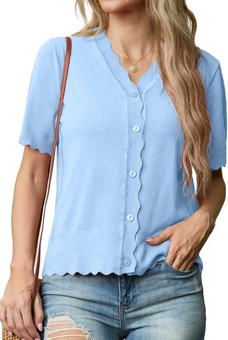GRECERELLE Womens Summer Lightweight Short Sleeve Cropped Cardigan V-Neck Knit Sweater Shrug for Dressy in Saudi Arabia