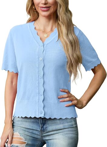 GRECERELLE Womens Summer Lightweight Short Sleeve Cropped Cardigan V-Neck Knit Sweater Shrug for Dressy in Saudi Arabia
