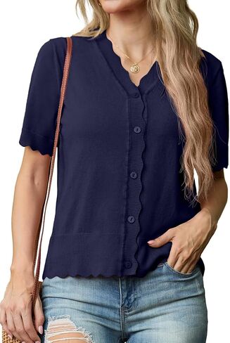 GRECERELLE Womens Summer Lightweight Short Sleeve Cropped Cardigan V-Neck Knit Sweater Shrug for Dressy in Saudi Arabia