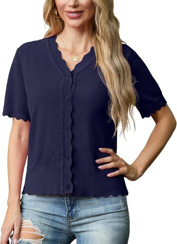 GRECERELLE Womens Summer Lightweight Short Sleeve Cropped Cardigan V-Neck Knit Sweater Shrug for Dressy in Saudi Arabia