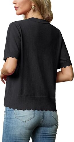 GRECERELLE Womens Summer Lightweight Short Sleeve Cropped Cardigan V-Neck Knit Sweater Shrug for Dressy in Saudi Arabia