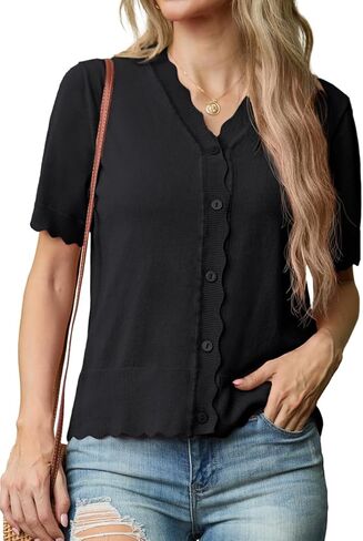 GRECERELLE Womens Summer Lightweight Short Sleeve Cropped Cardigan V-Neck Knit Sweater Shrug for Dressy in Saudi Arabia