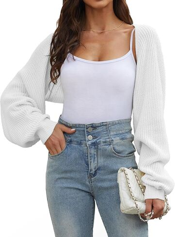 Women's Cropped Cardigan Bolero Shrug Sweater 2025 in Saudi Arabia