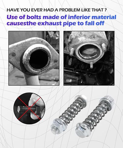 Exhaust Manifold Bolts,Car Accessories Exhaust Bolts and Nuts Kit,Auto Parts Replacement Exhaust Bolt and Spring Hardware Kit,Automobile Exhaust Parts,Fit for Most Car Exhaust Pipe (M10*1.25) in Saudi Arabia