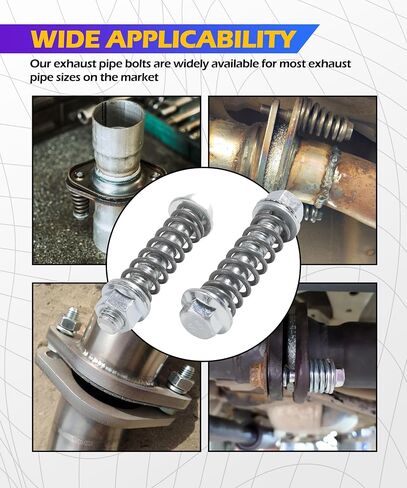 Exhaust Manifold Bolts,Car Accessories Exhaust Bolts and Nuts Kit,Auto Parts Replacement Exhaust Bolt and Spring Hardware Kit,Automobile Exhaust Parts,Fit for Most Car Exhaust Pipe (M10*1.25) in Saudi Arabia