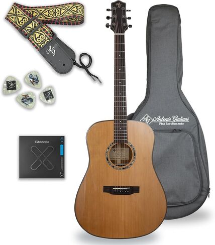 حزمة جيتار أنطونيو جولياني الصوتي (DN-1) - جيتار مدرع مع حقيبة وحزام وأوتار وإكسسوارات in Kuwait