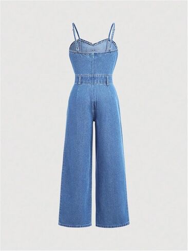 Floerns Girl's Bowknot Sleeveless Overall Denim Jumpsuit Kids Baggy Jeans Pants in Saudi Arabia