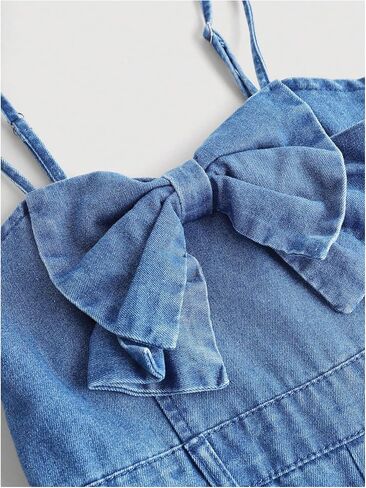 Floerns Girl's Bowknot Sleeveless Overall Denim Jumpsuit Kids Baggy Jeans Pants in Saudi Arabia