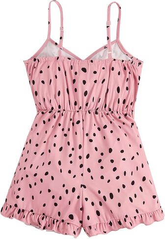 SOLY HUX Girl's Floral Print V Neck Belted Cami Romper Ruffle Trim Wide Leg Shorts Jumpsuit in Saudi Arabia
