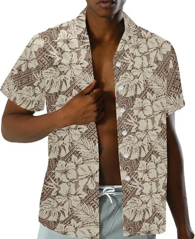 Mens Hawaiian Shirts Tropical Shirt Beach Vacation Outfits Short Sleeve 2XS-7XL in Saudi Arabia