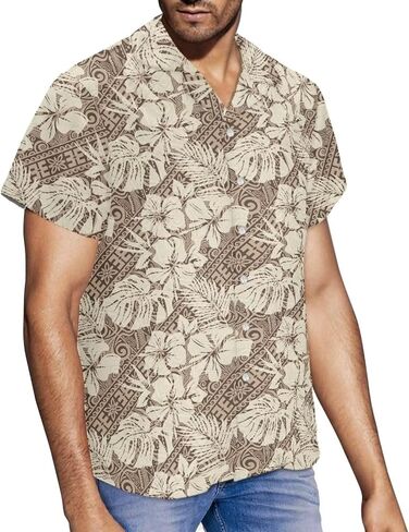 Mens Hawaiian Shirts Tropical Shirt Beach Vacation Outfits Short Sleeve 2XS-7XL in Saudi Arabia